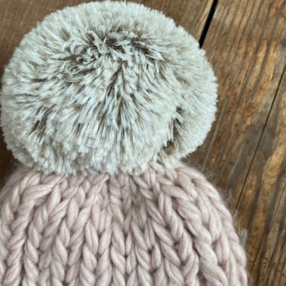 Lemon Pink Chunky Hand Knit Pom Beanie - Picture 4 of 7